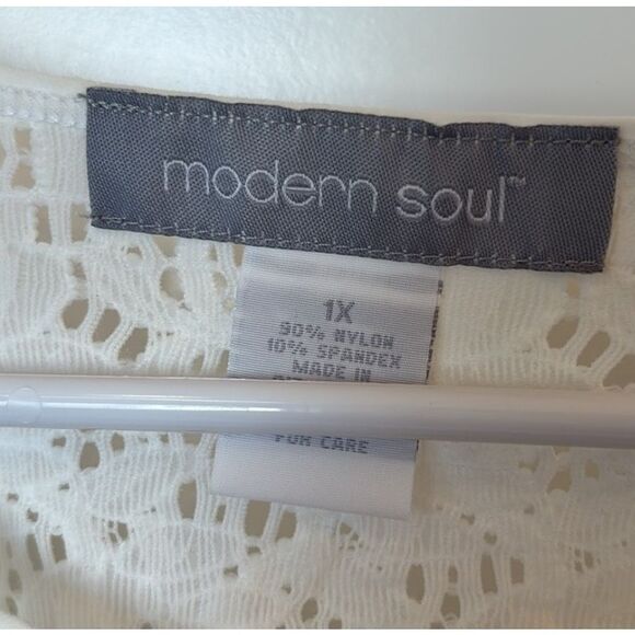 Modern Soul White Cardigan Button Front Crochet Knit Long Sleeve Womens Size XL - Picture 4 of 5